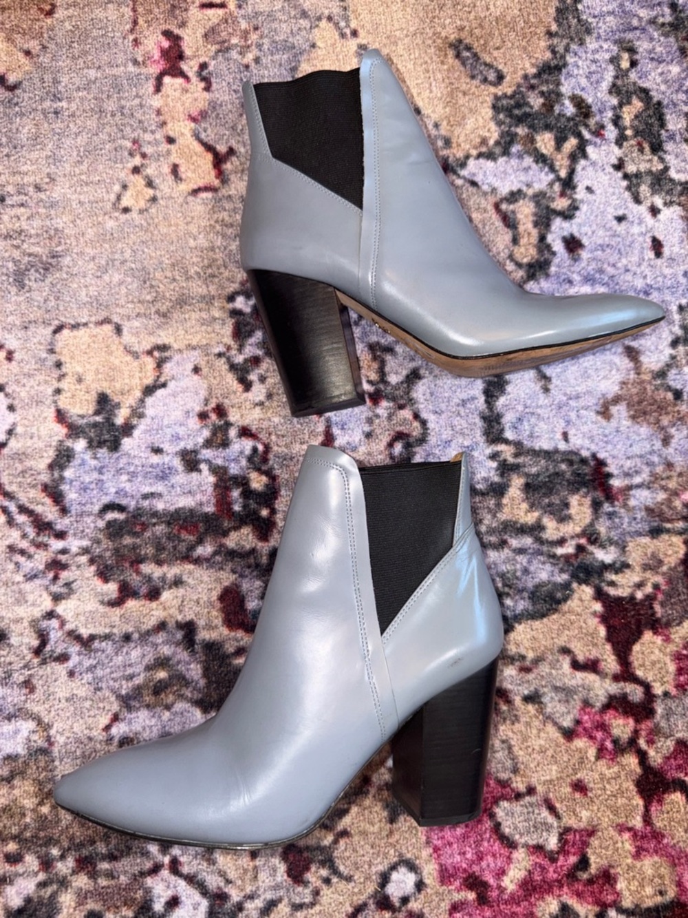 Vince Camuto blue britsy heeled leather booties